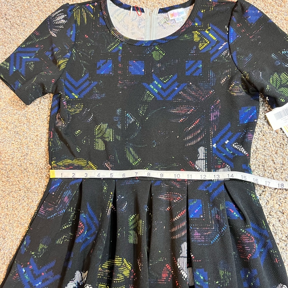 LuLaRoe Ameila Dress NWT Blue Black Pink Print Fit and Flair Size XL - Picture 9 of 11